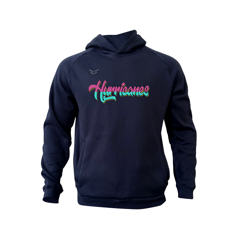 VALLEY CENTER SCRIPT HOODIE (NAVY + NEON)
