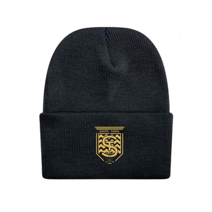 SOUTH TAMPA GOLD EMBROIDERED BEANIE (BLACK)