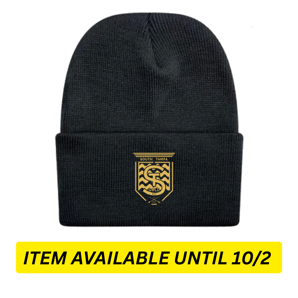 SOUTH TAMPA GOLD EMBROIDERED BEANIE (BLACK)