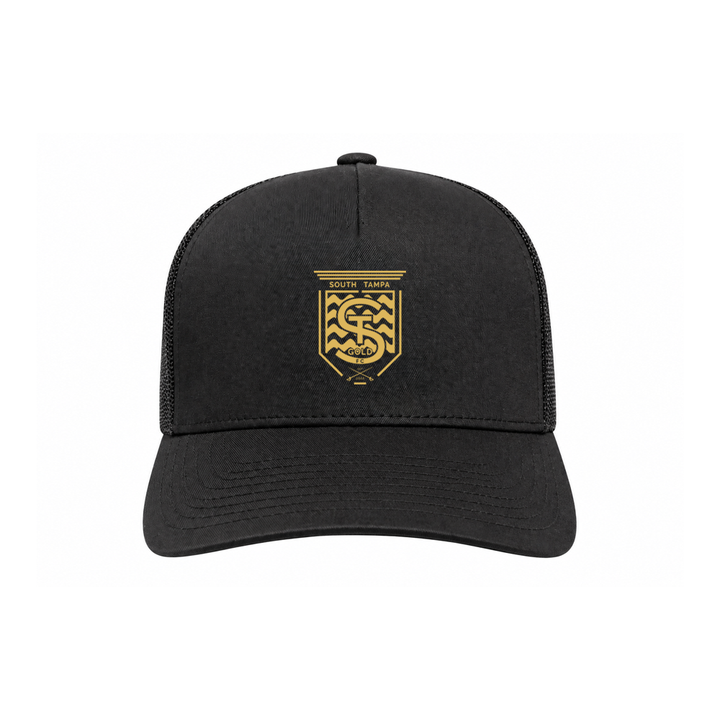 SOUTH TAMPA GOLD RETRO TRUCKER HAT (BLACK)