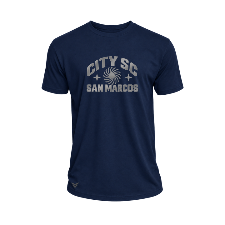 CITY SC SAN MARCOS METALLIC SPIRIT COTTON-BLEND T-SHIRT (NAVY)