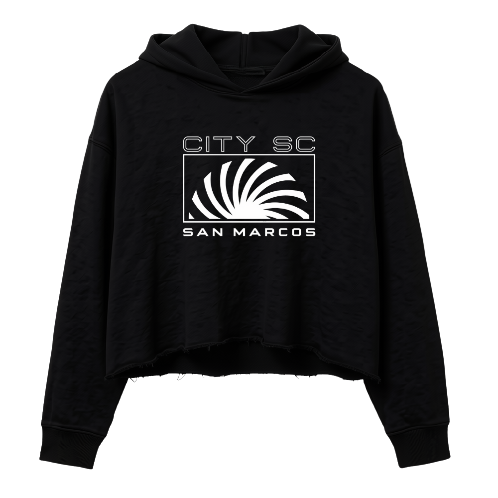 CITY SC SAN MARCOS SPIRAL WOMENS CROPPED HOODIE (BLACK)