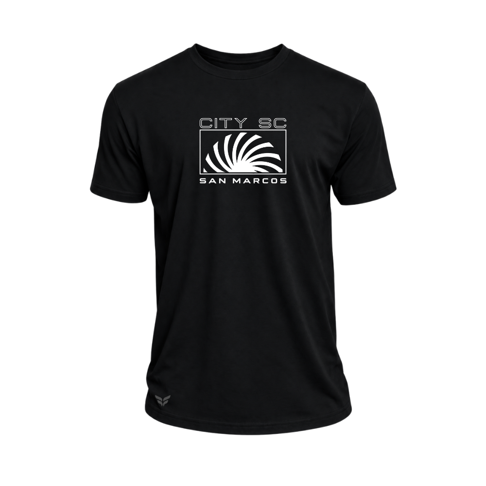 CITY SC SAN MARCOS SWIRL COTTON-BLEND T-SHIRT WITH OPTIONAL PLAYER # ON SLEEVE (BLACK)