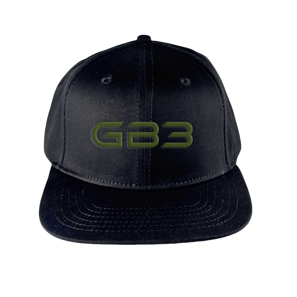 GB3 FITTED FLAT BRIM BASEBALL HAT WITH PLAYER NUMBER (BLACK)