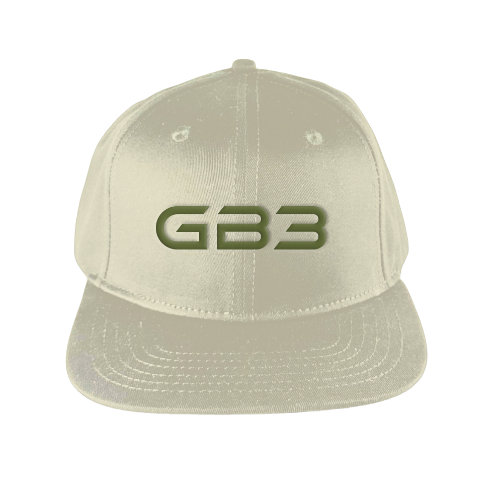 GB3 FITTED FLAT BRIM BASEBALL HAT WITH PLAYER NUMBER (CREME)