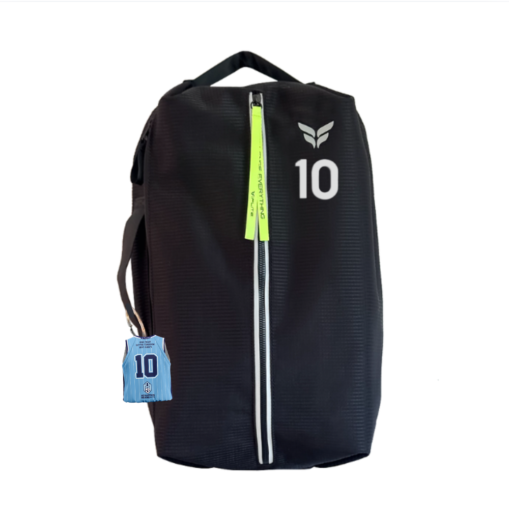 ALEXANDER WILDCATS GAME DAY BAG WITH PLAYER NUMBER AND BASKETBALL BAG TAG (BLACK)