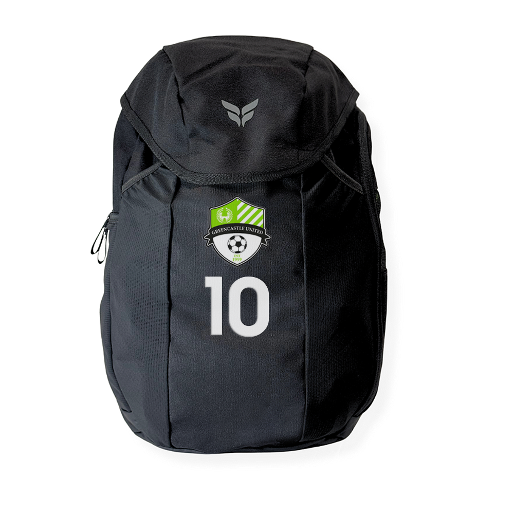 GREENCASTLE UNITED SC TEAM BACKPACK WITH PLAYER NUMBER (BLACK)
