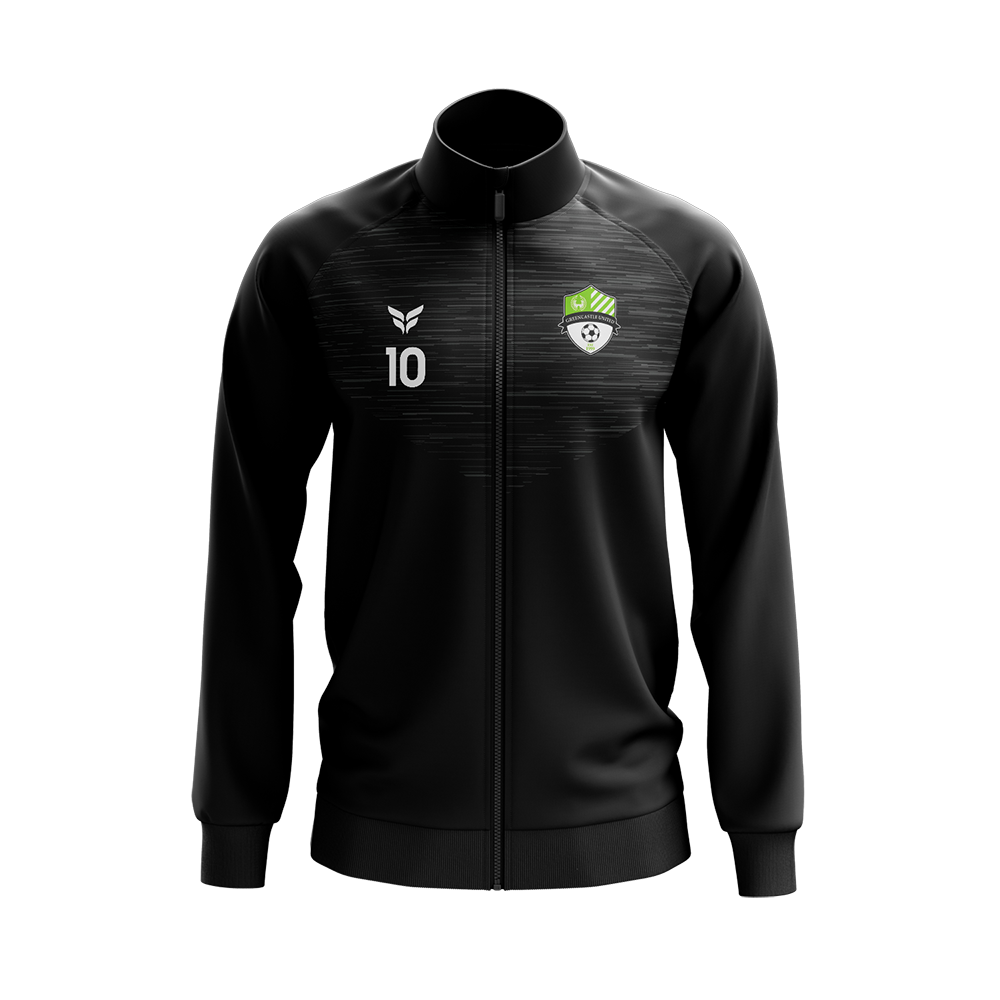 GREENCASTLE UNITED SC WARM-UP JACKET WITH PLAYER NUMBER (BLACK)