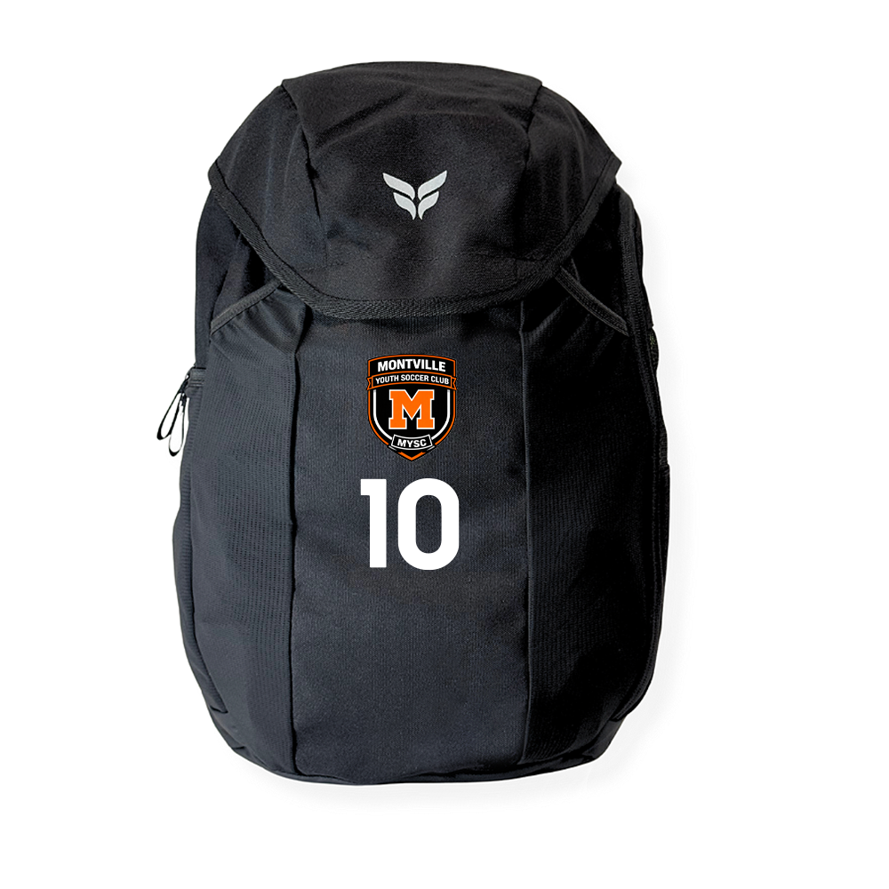 MONTVILLE YOUTH SC TEAM BACKPACK WITH PLAYER NUMBER (BLACK)