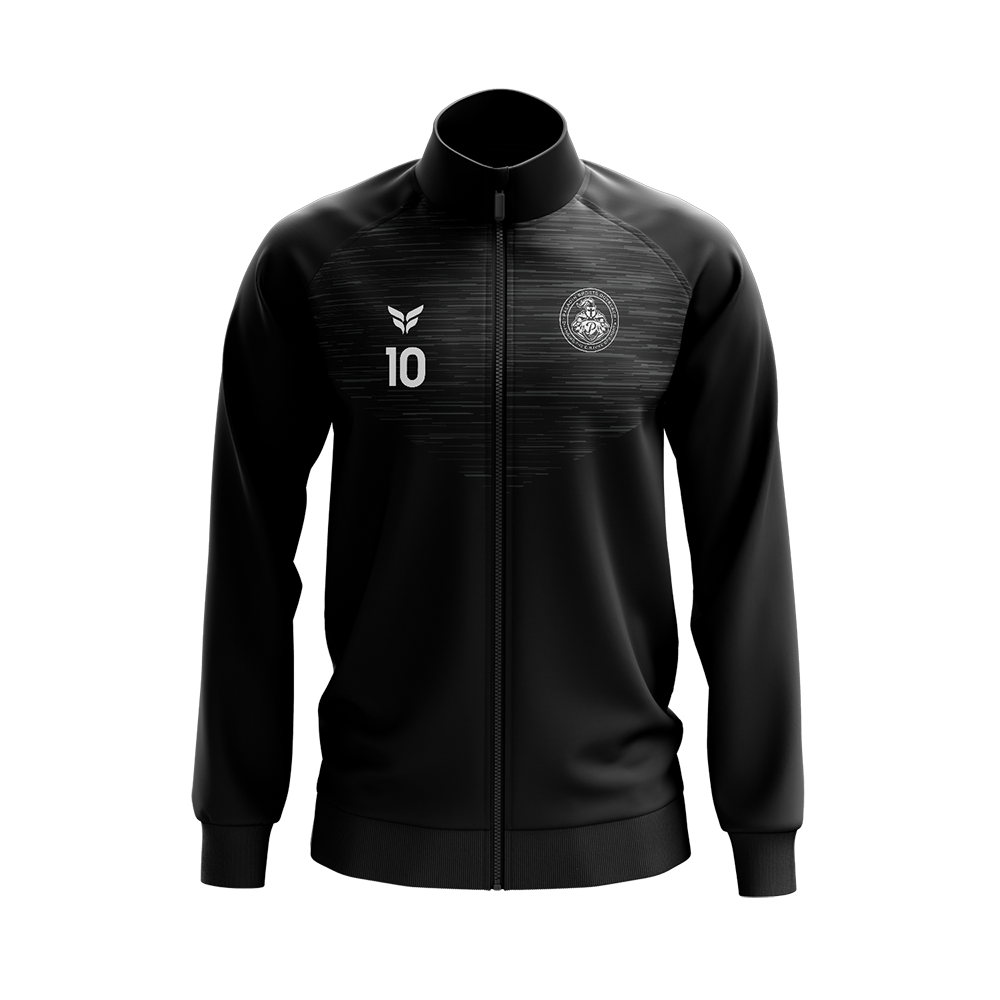CHAQUETA DE CALENTAMIENTO KOMO FC HARTBREAKERS CON NÚMERO DE JUGADOR (NEGRO)