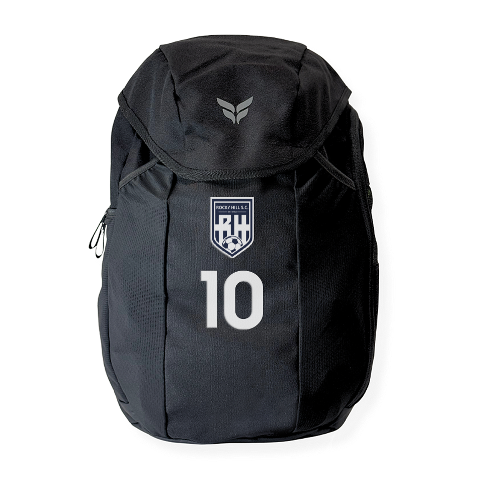 ROCKY HILL SC TEAM BACKPACK WITH PLAYER NUMBER (BLACK)