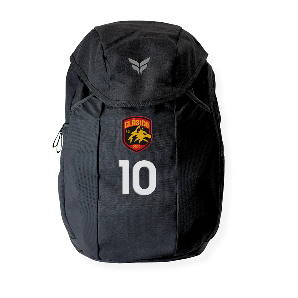 CLASICO FC TEAM BACKPACK WITH PLAYER NUMBER (BLACK)