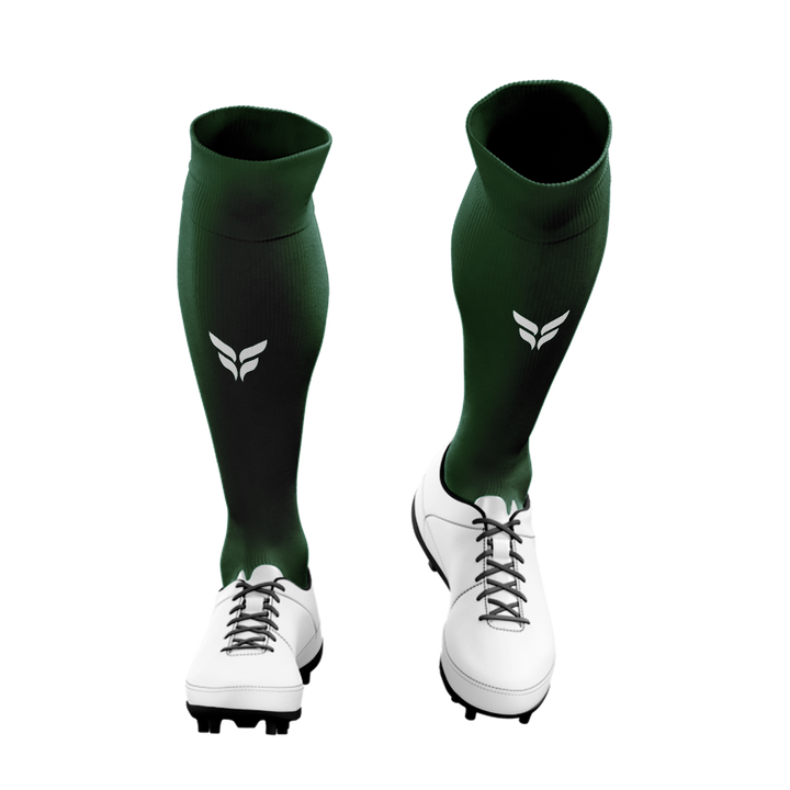 BOLD CITY FIELD PLAYER GAME SOCKS (GREEN SOCKS WHITE WINGS)