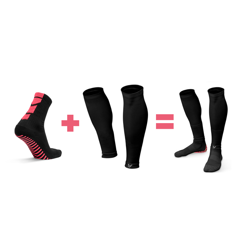 Grip Sock + Sleeve Bundle (Black & Neon Pink)