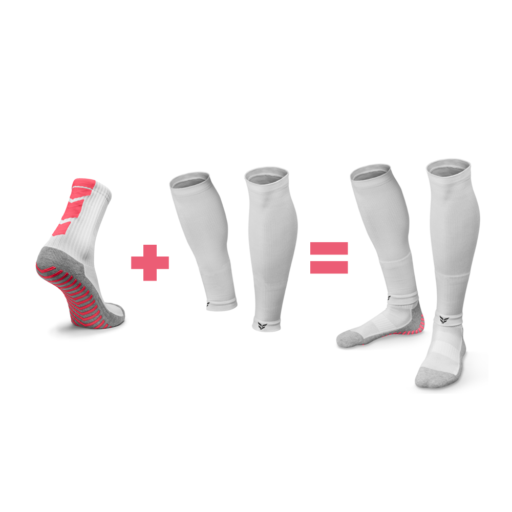 Grip Sock + Sleeve Bundle (White & Neon Pink)